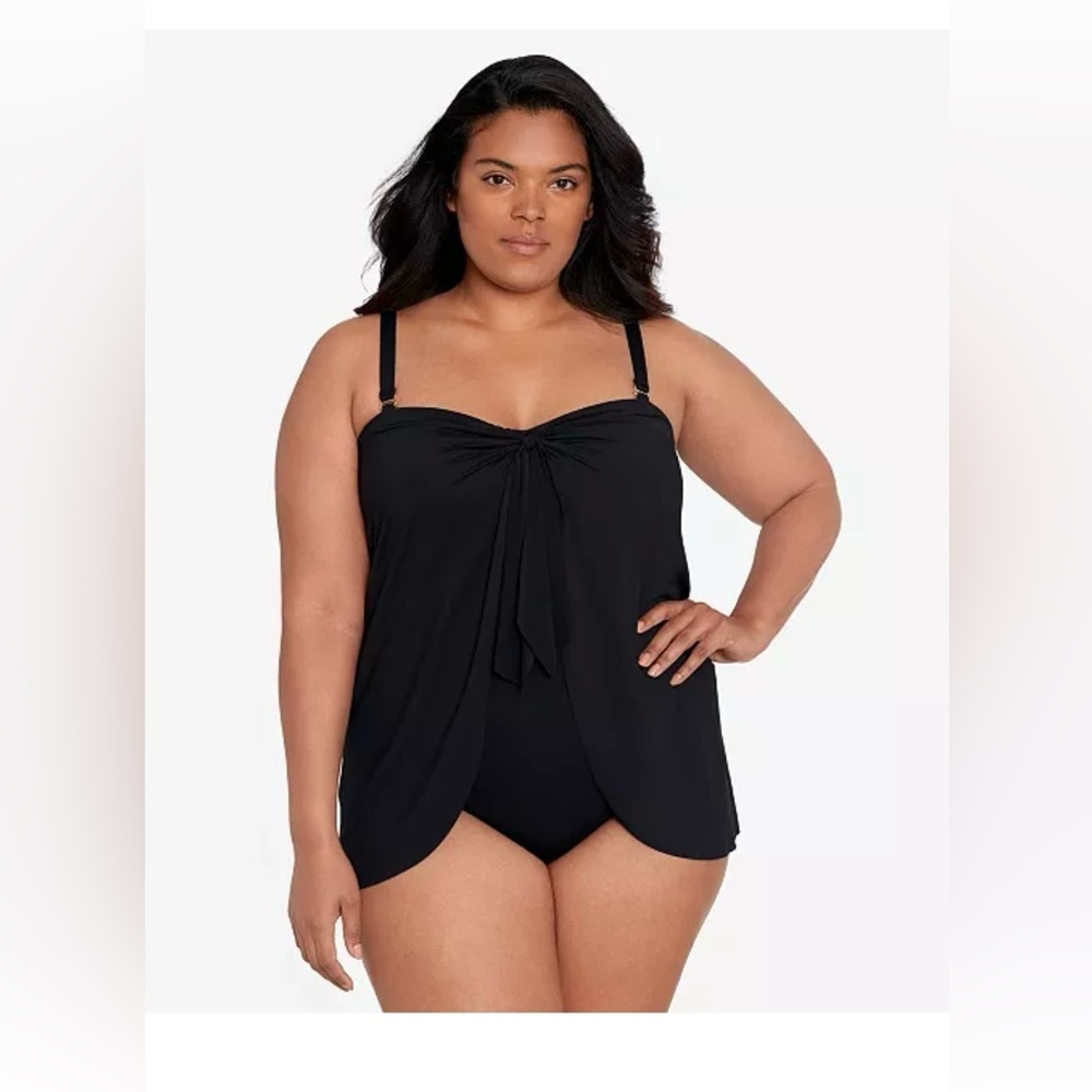 New Lauren Ralph Lauren Plus Size Bandeau Flyaway One-Piece Swimsuit 22W